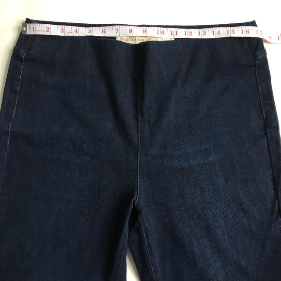 Soft Surroundings The Ultimate Pull-On Bootcut Dark Wash Blue Denim Jeans Large - Picture 6 of 16